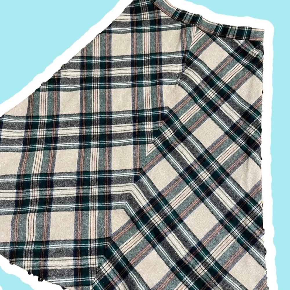 Vintage Plaid Skirt Zippered Academia School Girl Aesthetic Mid Length Small